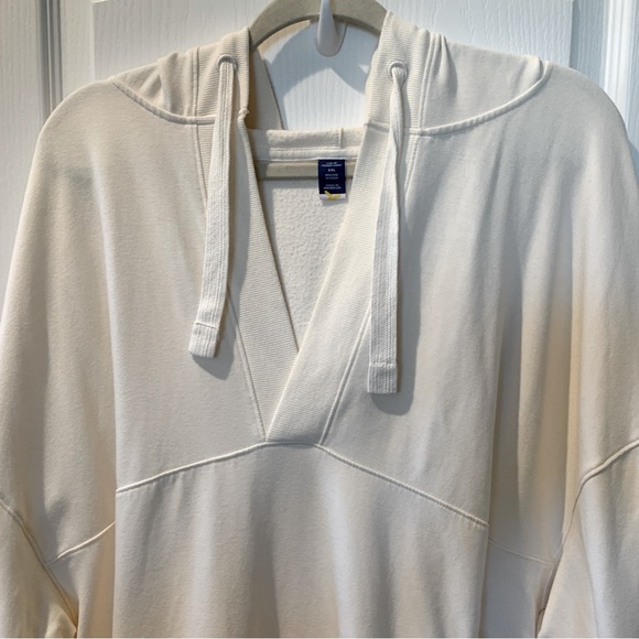 Women’s French Terry Longsleeve Pullover V-neck Hoodie Cream XXL - Picture 4 of 10